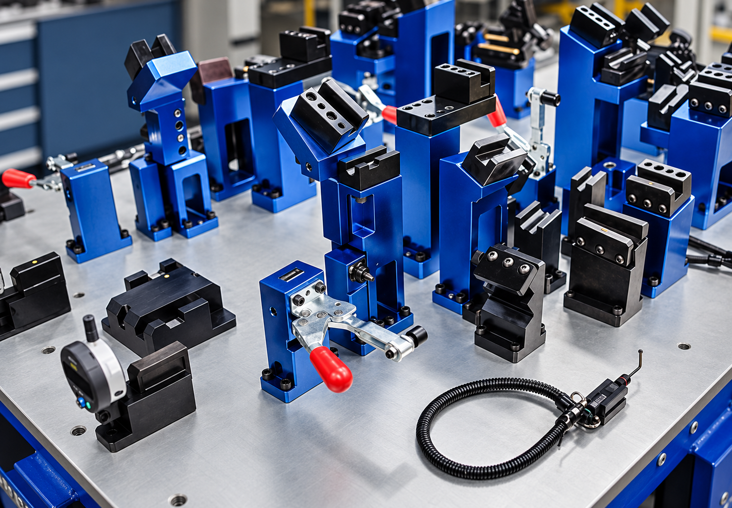 L-Blocks instalados en un dispositivo de sujeción industrial
